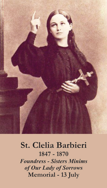 St. Clelia Barbieri Prayer Card